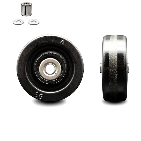 Service Caster SCC - 3.5" Phenolic Wheel Only w/Roller Bearing - 3/8" Bore - 500 lbs Capacity SCC-PHR3514-38